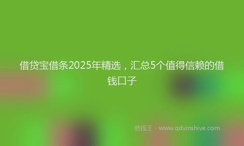 借贷宝借条2025年精选，汇总5个值得信赖的借钱口子