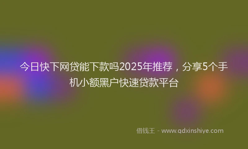 今日快下网贷能下款吗2025年推荐，分享5个手机小额黑户快速贷款平台
