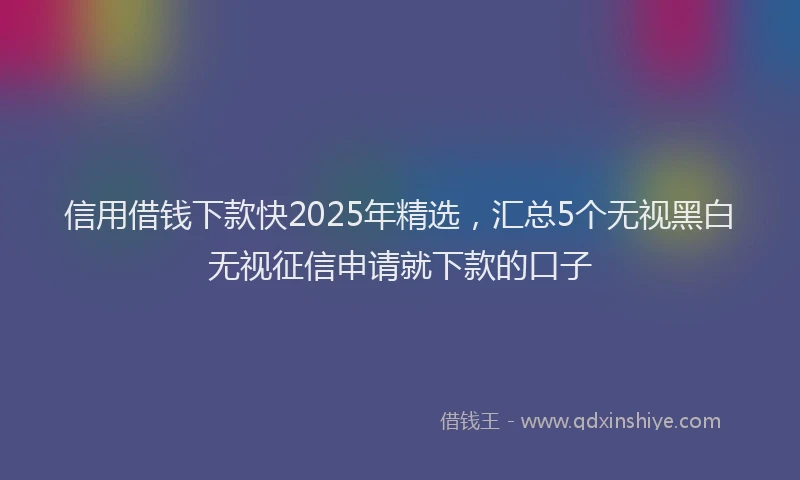 信用借钱下款快2025年精选，汇总5个无视黑白无视征信申请就下款的口子