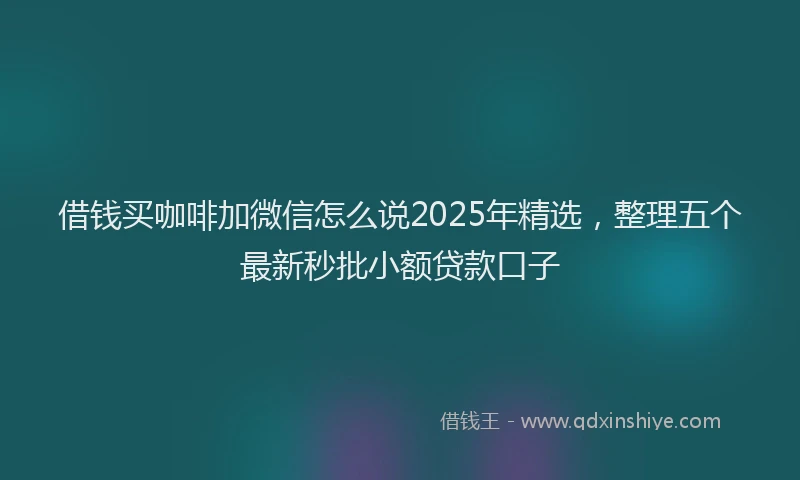 借钱买咖啡加微信怎么说2025年精选，整理五个最新秒批小额贷款口子