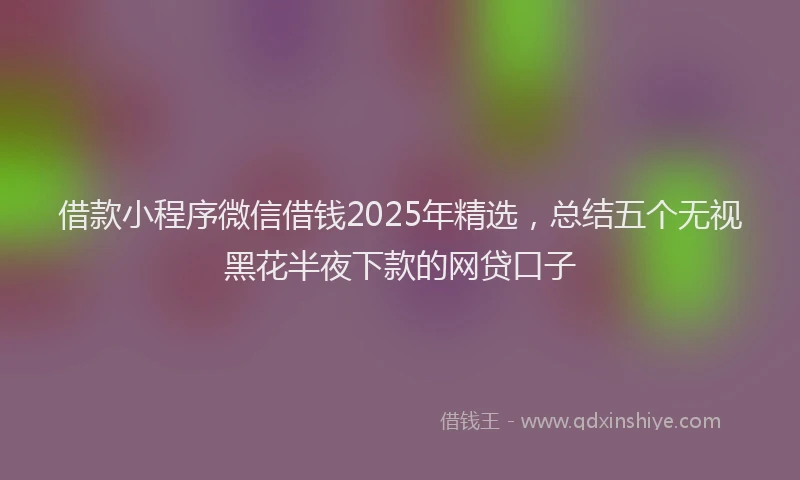 借款小程序微信借钱2025年精选，总结五个无视黑花半夜下款的网贷口子
