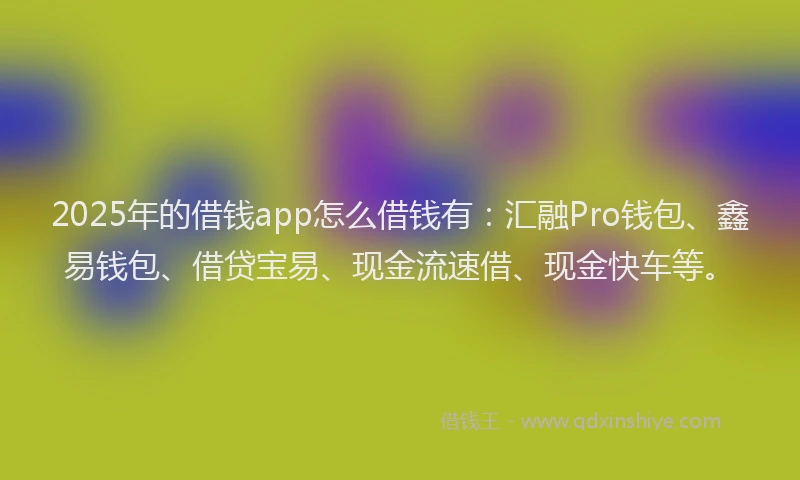 2025年的借钱app怎么借钱有：汇融Pro钱包、鑫易钱包、借贷宝易、现金流速借、现金快车等。