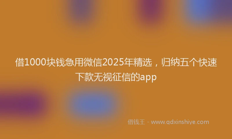 借1000块钱急用微信2025年精选，归纳五个快速下款无视征信的app