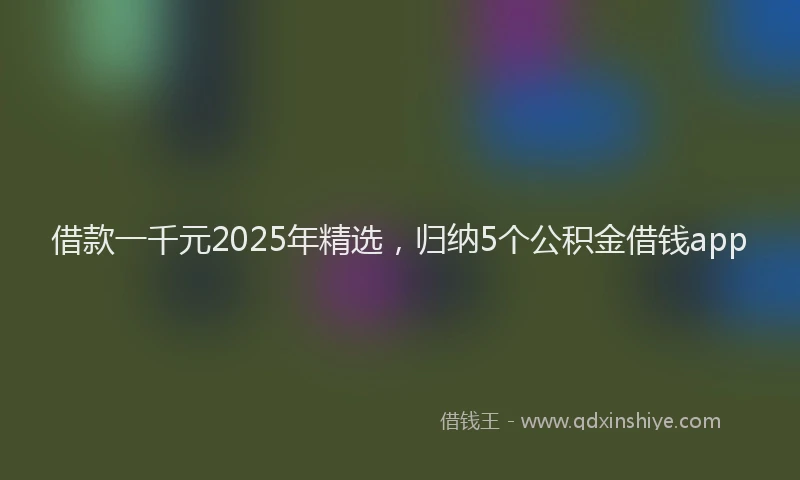 借款一千元2025年精选，归纳5个公积金借钱app
