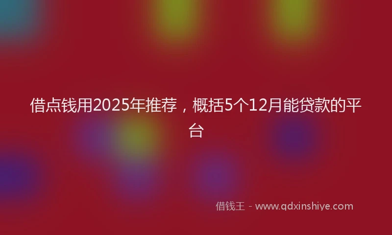 借点钱用2025年推荐，概括5个12月能贷款的平台