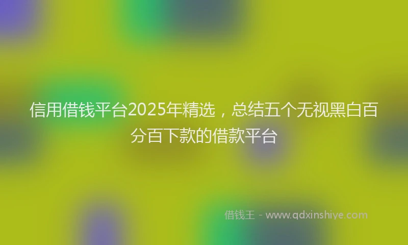 信用借钱平台2025年精选，总结五个无视黑白百分百下款的借款平台