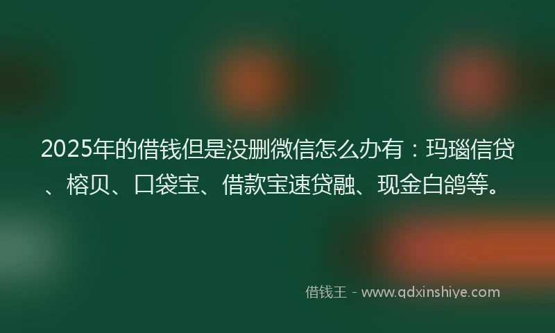 2025年的借钱但是没删微信怎么办有：玛瑙信贷、榕贝、口袋宝、借款宝速贷融、现金白鸽等。