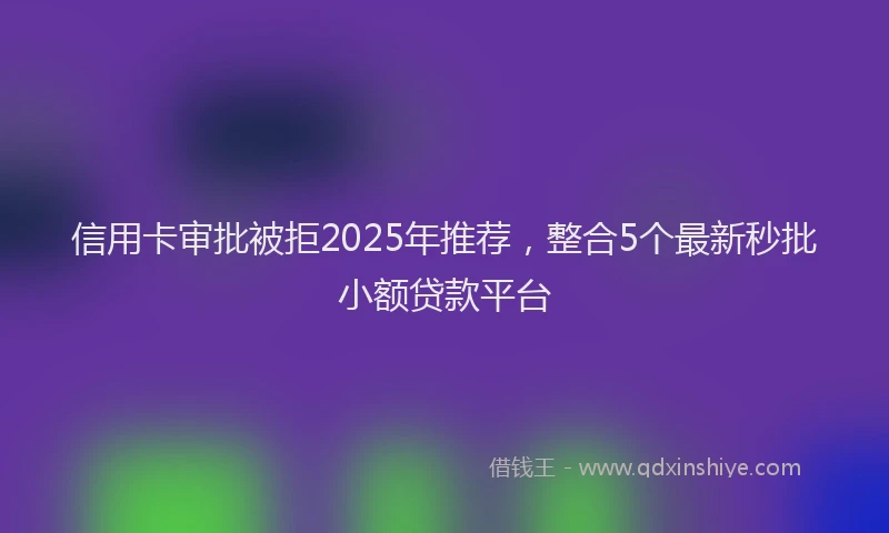 信用卡审批被拒2025年推荐，整合5个最新秒批小额贷款平台