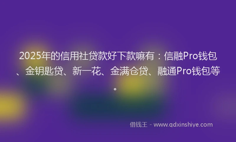 2025年的信用社贷款好下款嘛有：信融Pro钱包、金钥匙贷、新一花、金满仓贷、融通Pro钱包等。