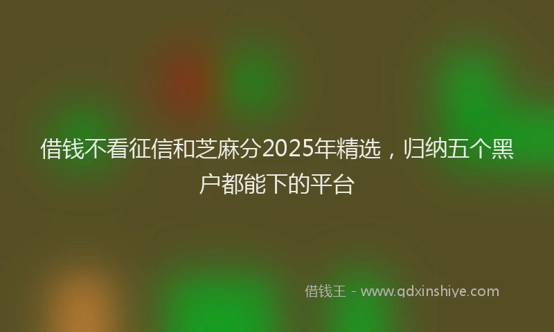 借钱不看征信和芝麻分2025年精选，归纳五个黑户都能下的平台