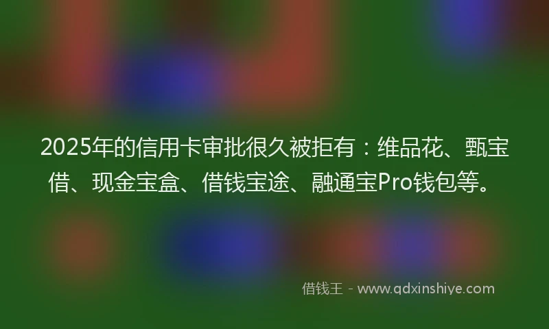 2025年的信用卡审批很久被拒有：维品花、甄宝借、现金宝盒、借钱宝途、融通宝Pro钱包等。