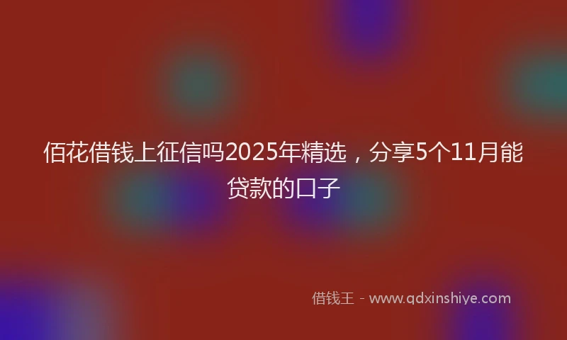 佰花借钱上征信吗2025年精选，分享5个11月能贷款的口子