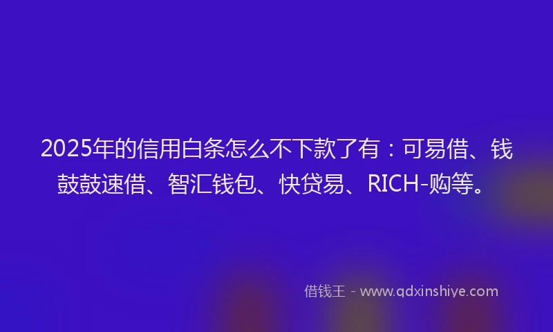 2025年的信用白条怎么不下款了有：可易借、钱鼓鼓速借、智汇钱包、快贷易、RICH-购等。