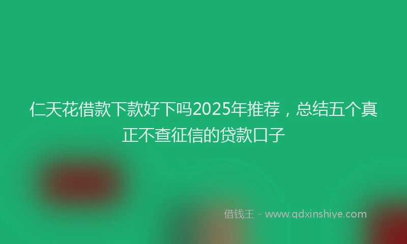 仁天花借款下款好下吗2025年推荐，总结五个真正不查征信的贷款口子