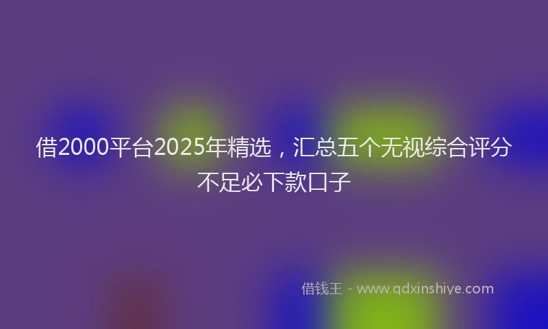 借2000平台2025年精选，汇总五个无视综合评分不足必下款口子