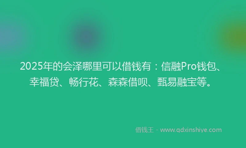 2025年的会泽哪里可以借钱有：信融Pro钱包、幸福贷、畅行花、森森借呗、甄易融宝等。