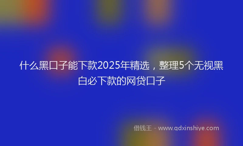 什么黑口子能下款2025年精选，整理5个无视黑白必下款的网贷口子