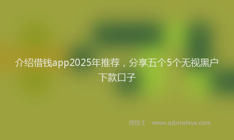 介绍借钱app2025年推荐，分享五个5个无视黑户下款口子