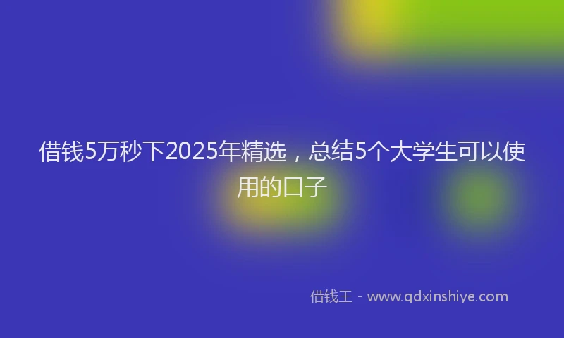 借钱5万秒下2025年精选，总结5个大学生可以使用的口子