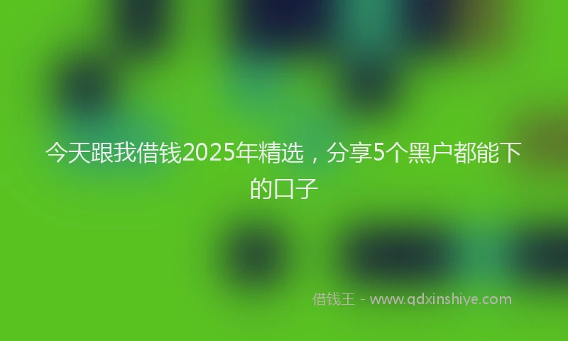 今天跟我借钱2025年精选，分享5个黑户都能下的口子
