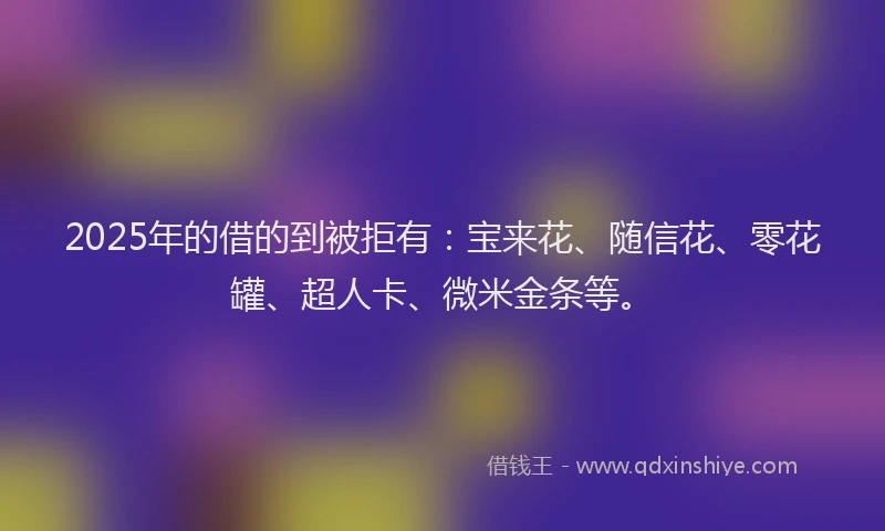 2025年的借的到被拒有：宝来花、随信花、零花罐、超人卡、微米金条等。