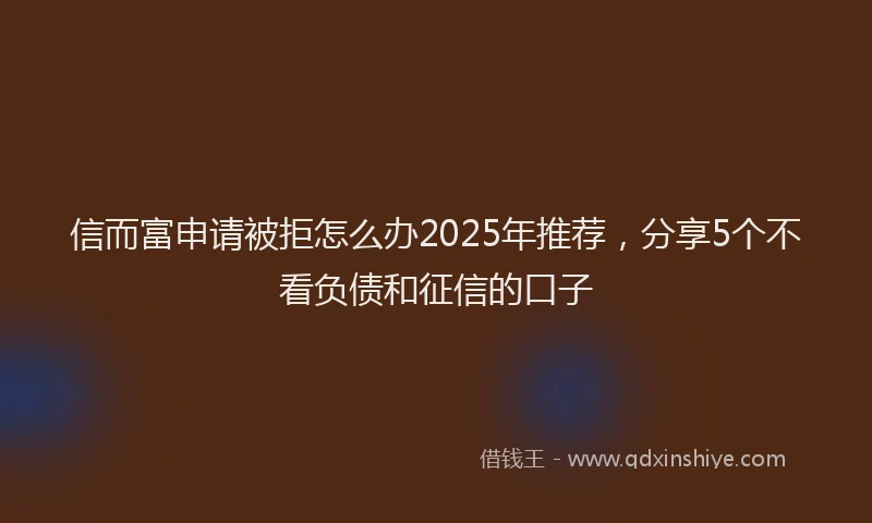 信而富申请被拒怎么办2025年推荐，分享5个不看负债和征信的口子