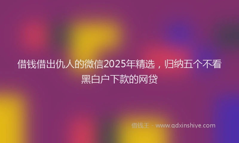 借钱借出仇人的微信2025年精选，归纳五个不看黑白户下款的网贷