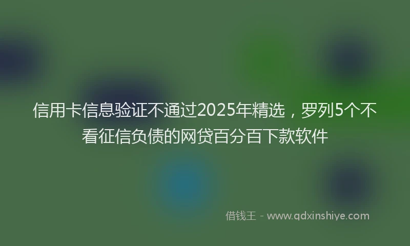 信用卡信息验证不通过2025年精选，罗列5个不看征信负债的网贷百分百下款软件