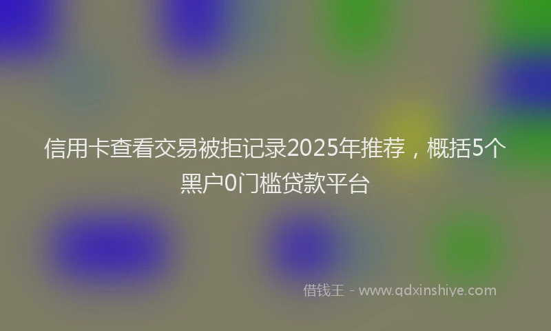 信用卡查看交易被拒记录2025年推荐，概括5个黑户0门槛贷款平台