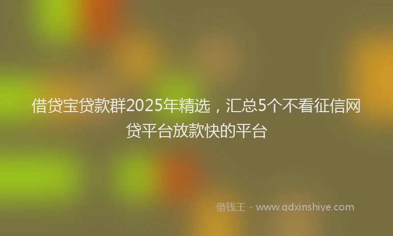 借贷宝贷款群2025年精选，汇总5个不看征信网贷平台放款快的平台