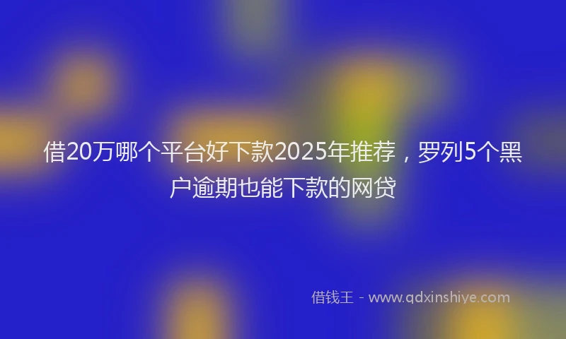 借20万哪个平台好下款2025年推荐，罗列5个黑户逾期也能下款的网贷