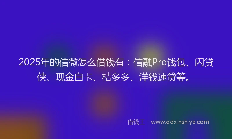 2025年的信微怎么借钱有：信融Pro钱包、闪贷侠、现金白卡、桔多多、洋钱速贷等。
