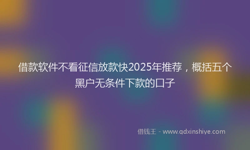 借款软件不看征信放款快2025年推荐，概括五个黑户无条件下款的口子