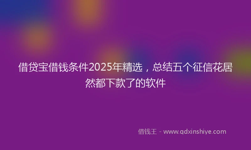 借贷宝借钱条件2025年精选，总结五个征信花居然都下款了的软件