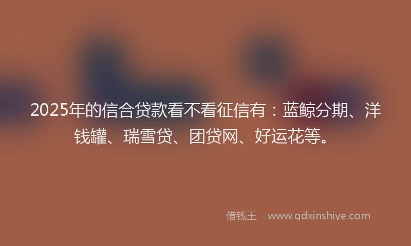 2025年的信合贷款看不看征信有：蓝鲸分期、洋钱罐、瑞雪贷、团贷网、好运花等。
