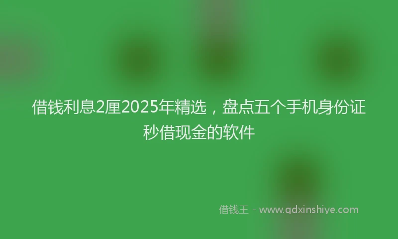 借钱利息2厘2025年精选，盘点五个手机身份证秒借现金的软件
