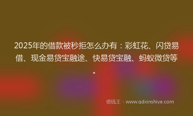 2025年的借款被秒拒怎么办有：彩虹花、闪贷易借、现金易贷宝融途、快易贷宝融、蚂蚁微贷等。