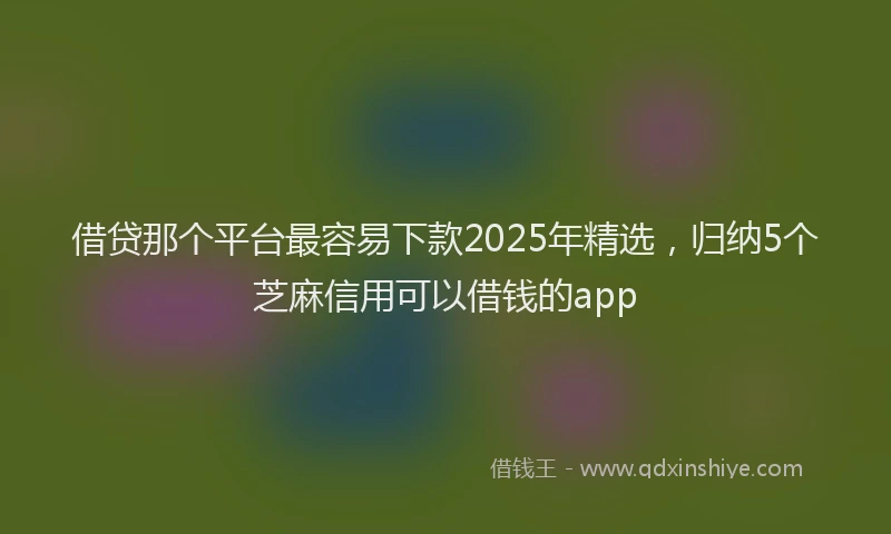 借贷那个平台最容易下款2025年精选，归纳5个芝麻信用可以借钱的app