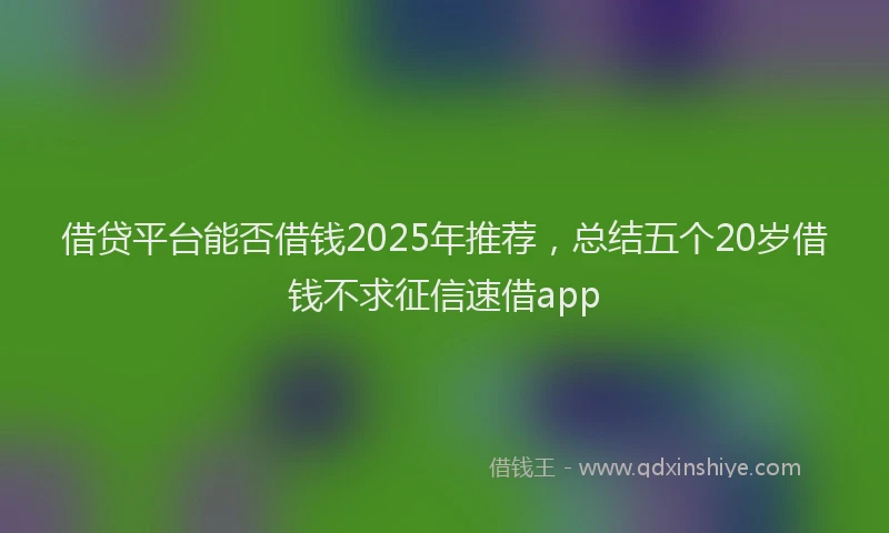 借贷平台能否借钱2025年推荐，总结五个20岁借钱不求征信速借app