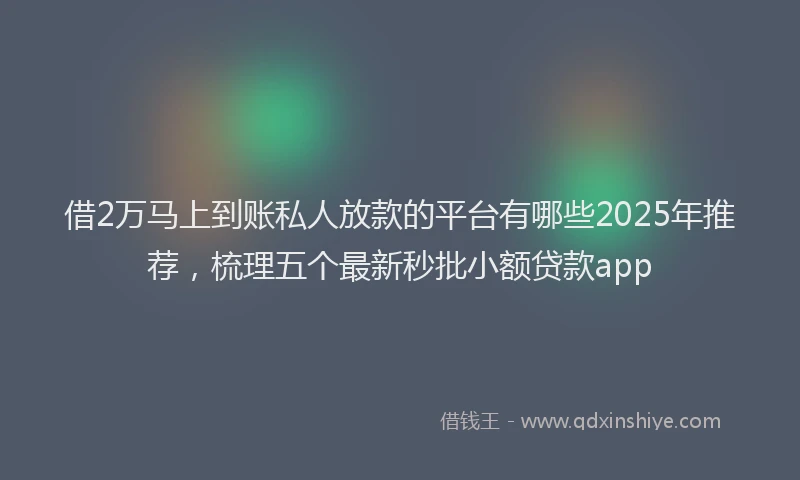 借2万马上到账私人放款的平台有哪些2025年推荐，梳理五个最新秒批小额贷款app