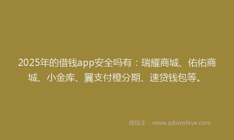 2025年的借钱app安全吗有：瑞耀商城、佑佑商城、小金库、翼支付橙分期、速贷钱包等。