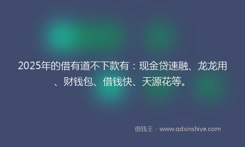 2025年的借有道不下款有：现金贷速融、龙龙用、财钱包、借钱快、天源花等。