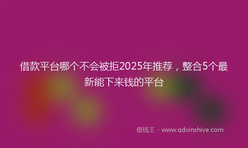 借款平台哪个不会被拒2025年推荐，整合5个最新能下来钱的平台