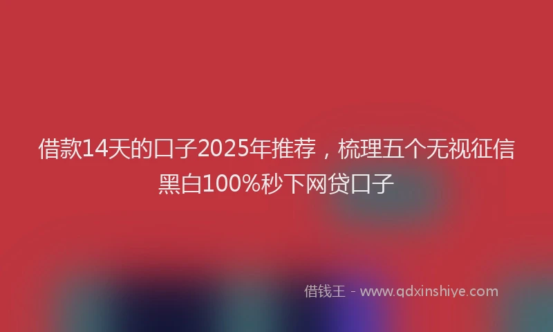 借款14天的口子2025年推荐，梳理五个无视征信黑白100%秒下网贷口子