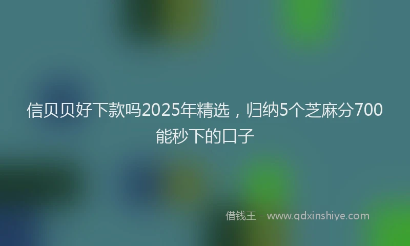 信贝贝好下款吗2025年精选，归纳5个芝麻分700能秒下的口子