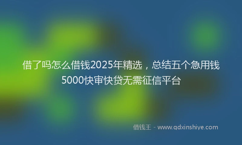 借了吗怎么借钱2025年精选，总结五个急用钱5000快审快贷无需征信平台