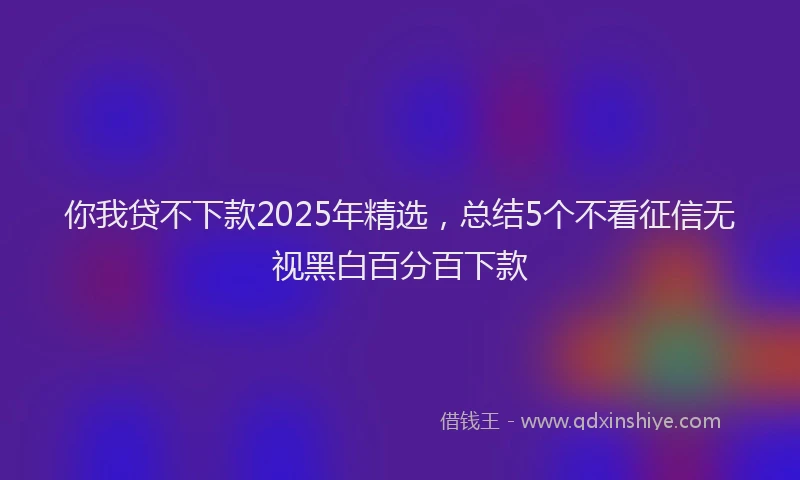 你我贷不下款2025年精选，总结5个不看征信无视黑白百分百下款