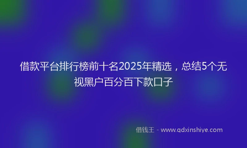 借款平台排行榜前十名2025年精选，总结5个无视黑户百分百下款口子