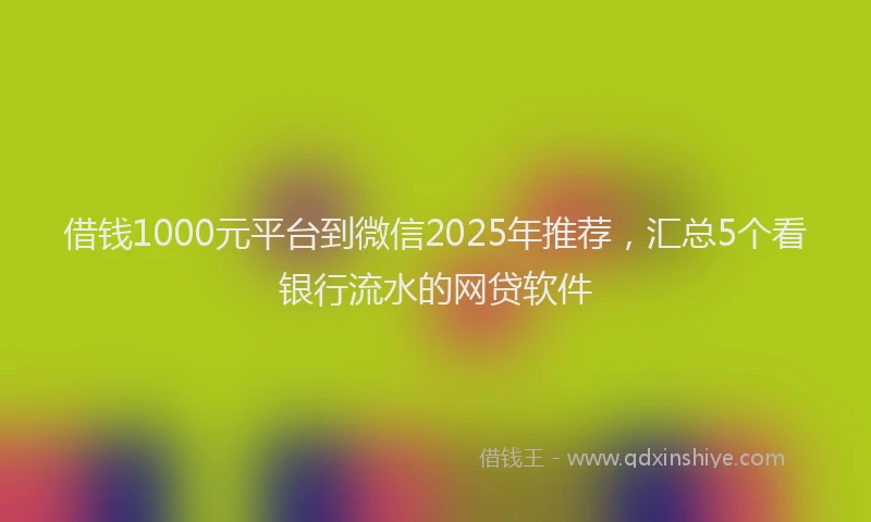 借钱1000元平台到微信2025年推荐，汇总5个看银行流水的网贷软件