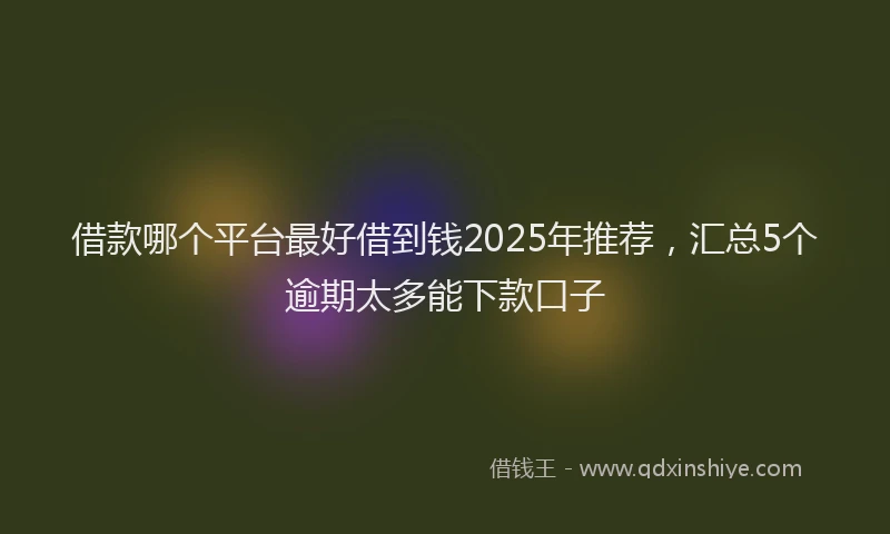 借款哪个平台最好借到钱2025年推荐，汇总5个逾期太多能下款口子